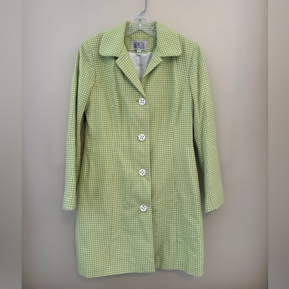 Vintage 80’s Yves Cossette Depeche Mode Long Lime Green Swiss Dot Jacket Size 10 - Picture 1 of 10